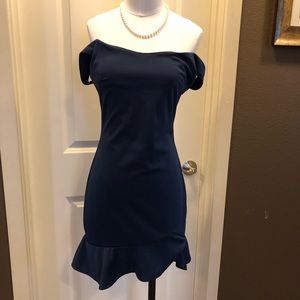 Hello molly navy blue dropped shoulder mini dress